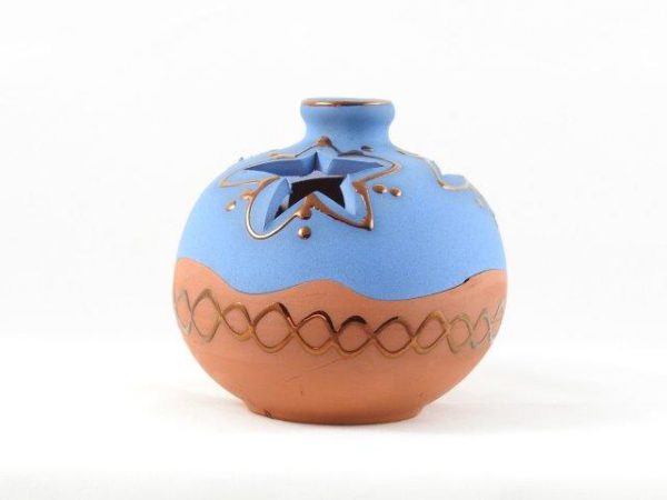 Tontopf Terracotta - blau Stern