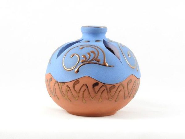 Tontopf Terracotta - blau lanze
