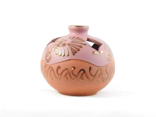 Tontopf Terracotta - rosa Karo