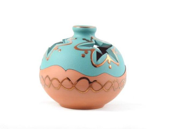 Tontopf Terracotta - türkis Stern